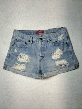 Vintage cotton Blue Distressed Denim Women's Shorts